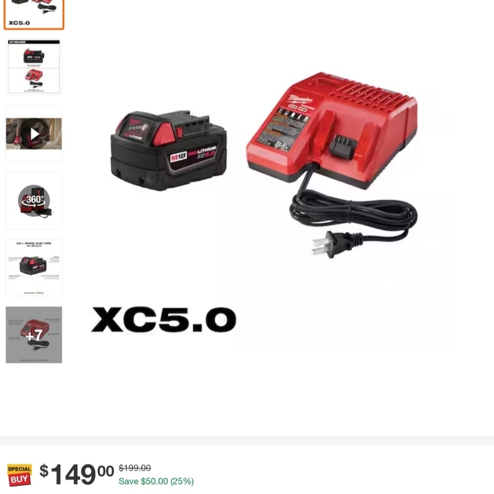 🆕 *GENUINE* NIB Milwaukee M18 XC 5.0  EXTENDED Battery & Charger Starter Kit
